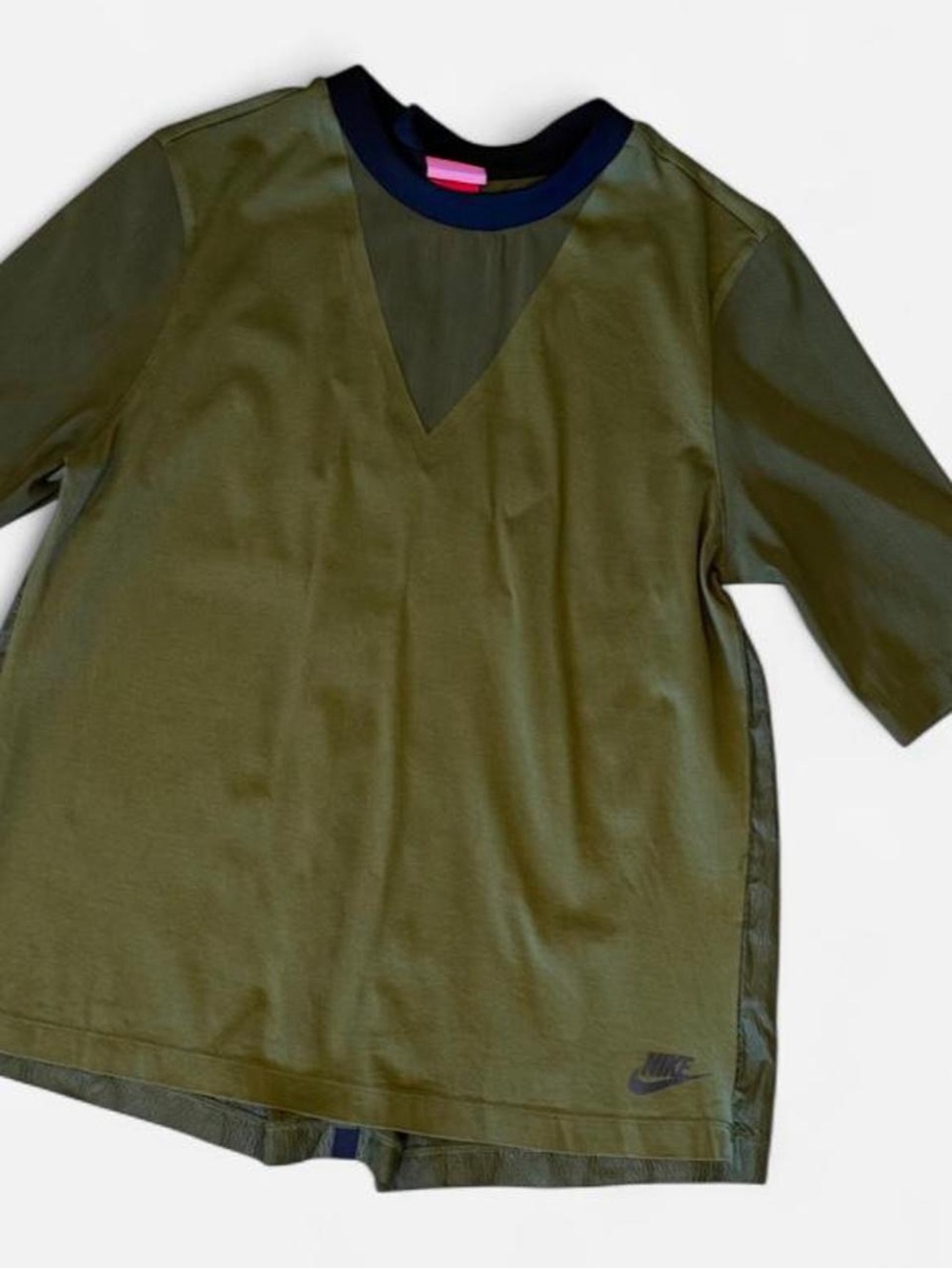 Nike Sportswear Bonded Half Sleeve Mesh Top Olive Green M